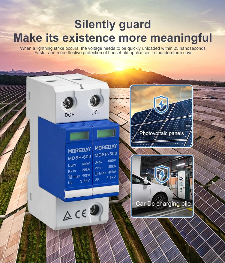 DC 500V 600V 2p Solar PV System Arrester Surge Protector Surge Protective Device