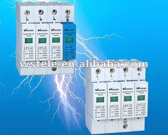 CE Single Phase Electric SPD 1p 2p 3p 4p Npe 20ka 40ka 100ka Surge Protective Device