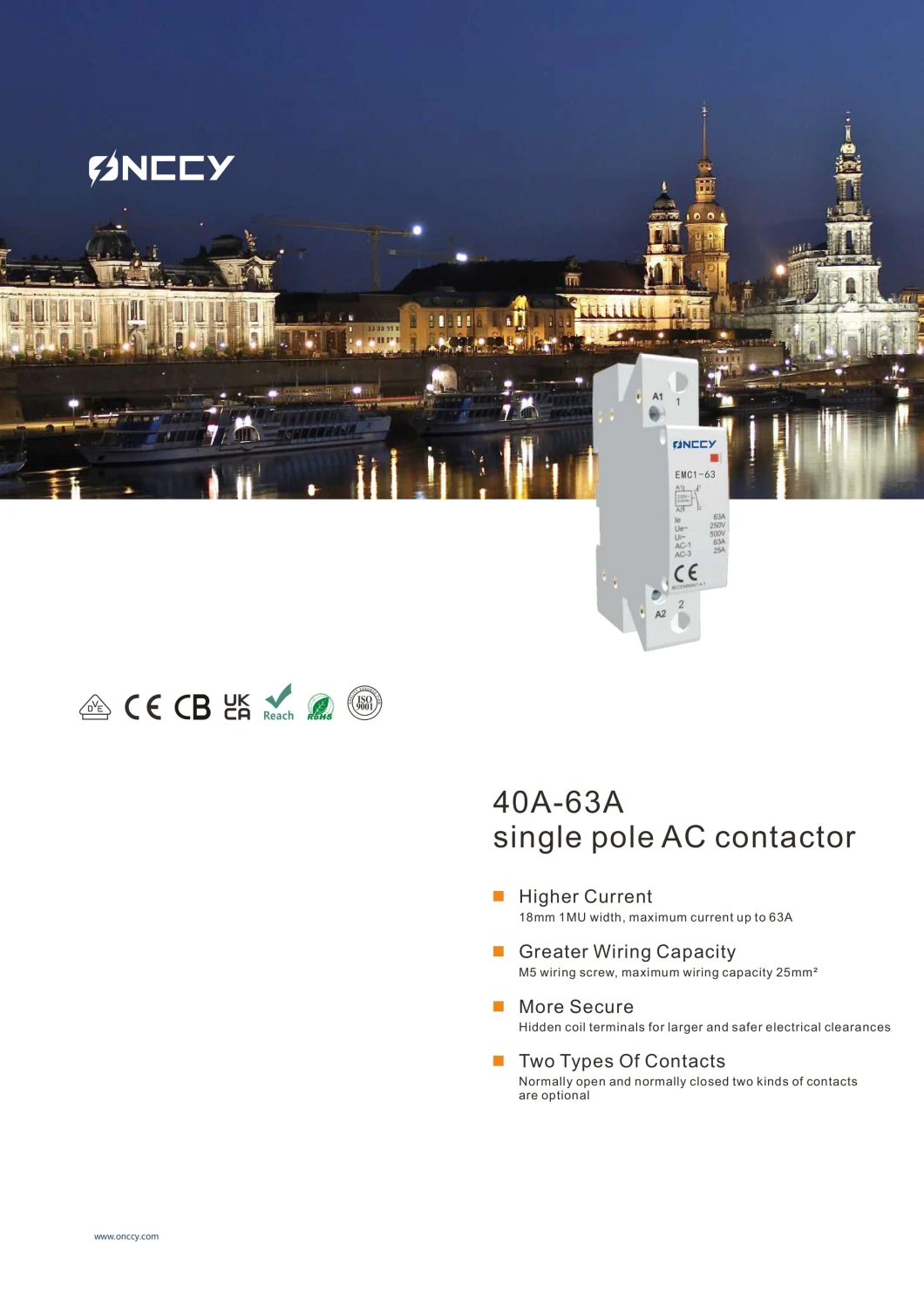 40A-63A Single Pole AC Modular Contactor for Making &amp; Breaking, Frequently Starting &amp; Controlling The AC Motor