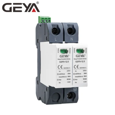 Gyea GPS9-12.5 2p Surge Protection Device SPD CE DIN Rail 2p 3p 20ka 40ka 12V 110V 220V 1000V DC Solar Outdoor Surge Power Protection Protective Device